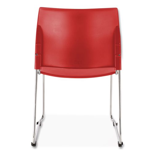 Picture of 8800 Series Cafetorium Plastic Stack Chair, Supports Up to 500 lb, 18" Seat Height, Red Seat, Red Back, Chrome Base, 4/Pack