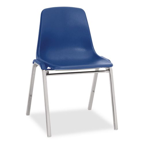 Picture of 8100 Series Poly Shell Stacking Chair, Supports Up to 500 lb, 18" Seat Height, Blue Seat, Blue Back, Chrome Base, 4/Pack