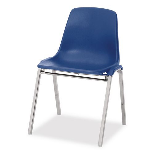 Picture of 8100 Series Poly Shell Stacking Chair, Supports Up to 500 lb, 18" Seat Height, Blue Seat, Blue Back, Chrome Base, 4/Pack