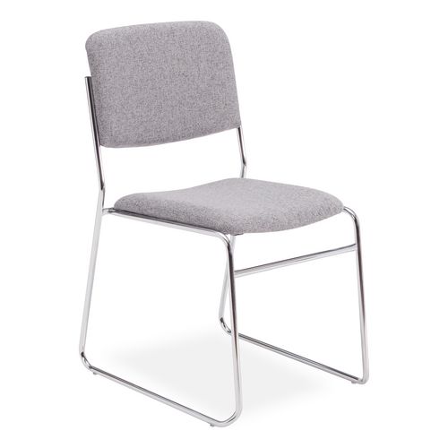 Picture of 8600 Series Fabric Padded Signature Stack Chair, Supports Up to 500 lb, 19" Seat Height, Gray Seat/Back, Chrome Base, 2/Pack