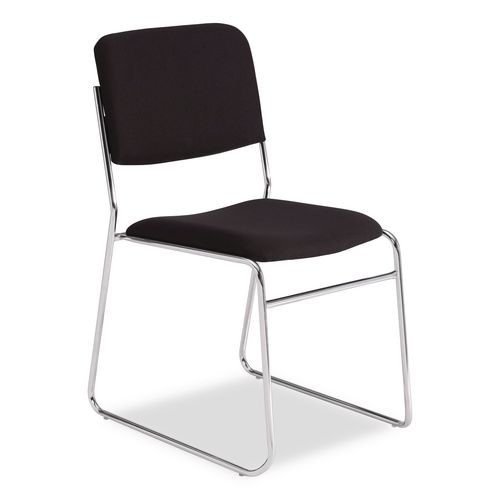 Picture of 8600 Series Fabric Padded Signature Stack Chair, Supports Up to 500 lb, 19" Seat Ht, Black Seat/Back, Chrome Base, 2/Pack