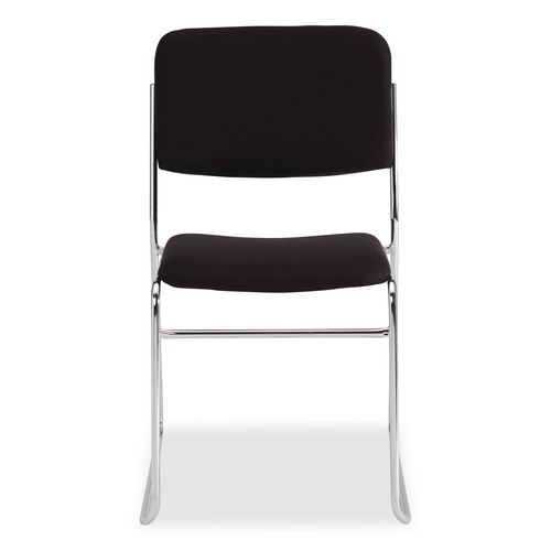 Picture of 8600 Series Fabric Padded Signature Stack Chair, Supports Up to 500 lb, 19" Seat Ht, Black Seat/Back, Chrome Base, 2/Pack