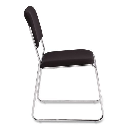 Picture of 8600 Series Fabric Padded Signature Stack Chair, Supports Up to 500 lb, 19" Seat Ht, Black Seat/Back, Chrome Base, 2/Pack