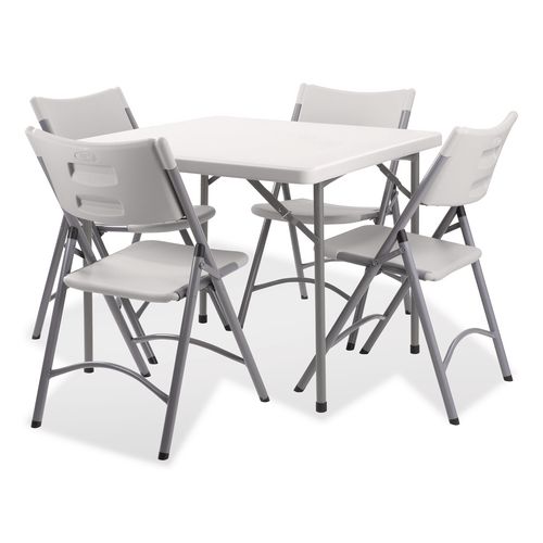 Picture of Heavy-Duty Folding Table and Folding Chair Set, Speckled Gray, Square, 36" x 36" x 29.5", Speckled Gray Top, Gray Legs