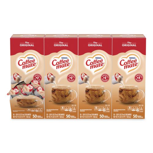 Liquid+Coffee+Creamer%2C+Original%2C+0.38+oz+Mini+Cups%2C+50%2FBox%2C+4+Boxes%2FCarton