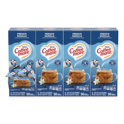 Liquid+Coffee+Creamer%2C+French+Vanilla%2C+0.38+oz+Mini+Cups%2C+50%2FBox%2C+4+Boxes%2FCarton