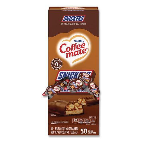 Liquid+Coffee+Creamer%2C+Snickers%2C+0.38+oz+Mini+Cups%2C+50%2FBox