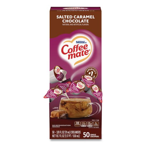 Liquid+Coffee+Creamer%2C+Salted+Caramel+Chocolate%2C+0.38+Oz+Mini+Cups%2C+50%2Fbox