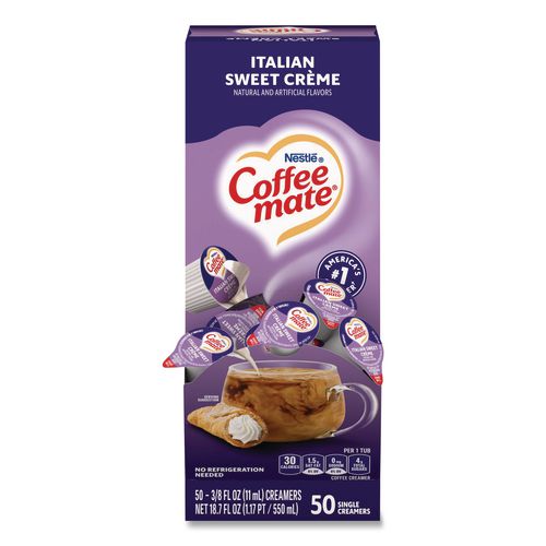 Liquid+Coffee+Creamer%2C+Italian+Sweet+Cream%2C+0.38+oz+Mini+Cups%2C+50%2FBox