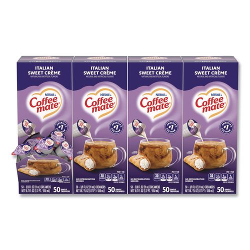 Liquid+Coffee+Creamer%2C+Italian+Sweet+Cream%2C+0.38+oz+Mini+Cups%2C+50%2FBox%2C+4+Boxes%2FCarton