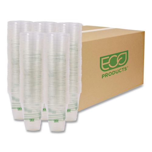 Picture of GreenStripe Renewable and Compostable Cold Cups, 12 oz, Plastic, Clear, 50/Pack