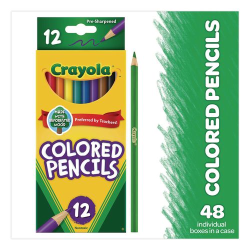 Picture of Long-Length Colored Pencil Set, 3.3 mm, 2B, Assorted Lead and Barrel Colors, Dozen