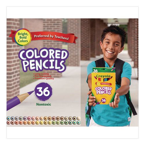 Picture of Short-Length Colored Pencil Set, 3.3 mm, 2B, Assorted Lead and Barrel Colors, 36/Pack