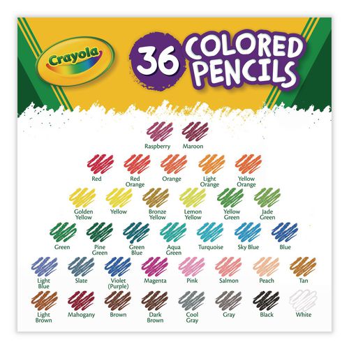 Picture of Short-Length Colored Pencil Set, 3.3 mm, 2B, Assorted Lead and Barrel Colors, 36/Pack