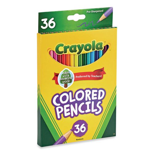 Picture of Short-Length Colored Pencil Set, 3.3 mm, 2B, Assorted Lead and Barrel Colors, 36/Pack