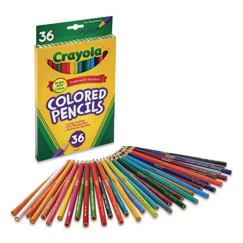 Picture of Short-Length Colored Pencil Set, 3.3 mm, 2B, Assorted Lead and Barrel Colors, 36/Pack