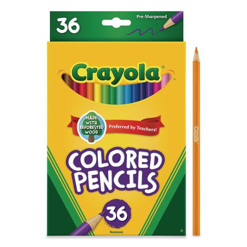 Picture of Short-Length Colored Pencil Set, 3.3 mm, 2B, Assorted Lead and Barrel Colors, 36/Pack