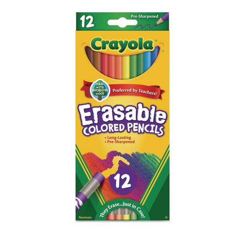 Erasable+Color+Pencil+Set%2C+3.3+mm%2C+2B%2C+Assorted+Lead+and+Barrel+Colors%2C+Dozen