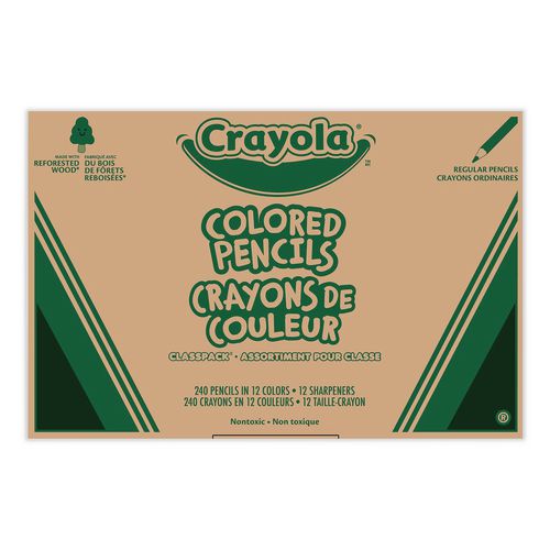 Color+Pencil+Classpack+Set+with+%28240%29+Pencils+and+%2812%29+Pencil+Sharpeners%2C+3.3+mm%2C+2B%2C+Assorted+Lead+and+Barrel+Colors%2C+240%2FBX