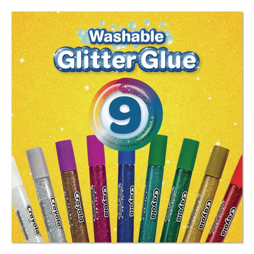 Picture of Washable Glitter Glue, 0.35 oz, Assorted Colors, 9/Pack