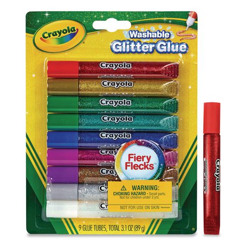 Picture of Washable Glitter Glue, 0.35 oz, Assorted Colors, 9/Pack