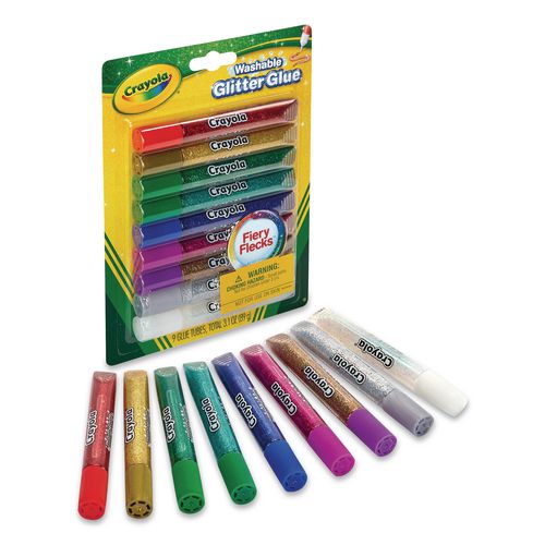 Picture of Washable Glitter Glue, 0.35 oz, Assorted Colors, 9/Pack
