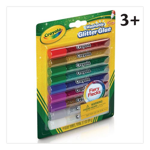 Picture of Washable Glitter Glue, 0.35 oz, Assorted Colors, 9/Pack