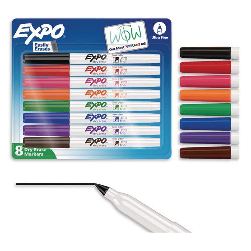 Low-Odor+Dry-Erase+Marker%2C+Extra-Fine+Bullet+Tip%2C+Assorted+Colors%2C+8%2FSet