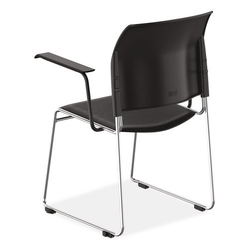 Picture of 8700 Series Cafetorium Chair With Armrests, Supports Up to 500 lb, 18" Seat Height, Black Seat/Back, Chrome Base, 8/Pack