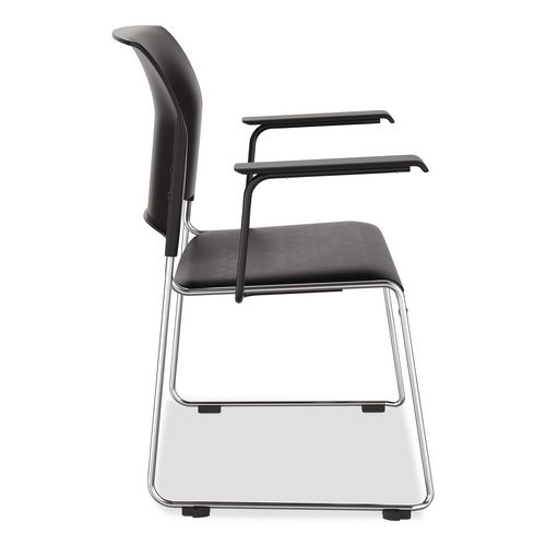 Picture of 8700 Series Cafetorium Chair With Armrests, Supports Up to 500 lb, 18" Seat Height, Black Seat/Back, Chrome Base, 8/Pack