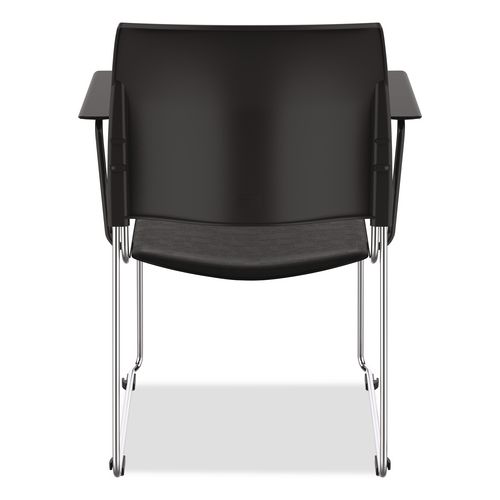 Picture of 8700 Series Cafetorium Chair With Armrests, Supports Up to 500 lb, 18" Seat Height, Black Seat/Back, Chrome Base, 8/Pack