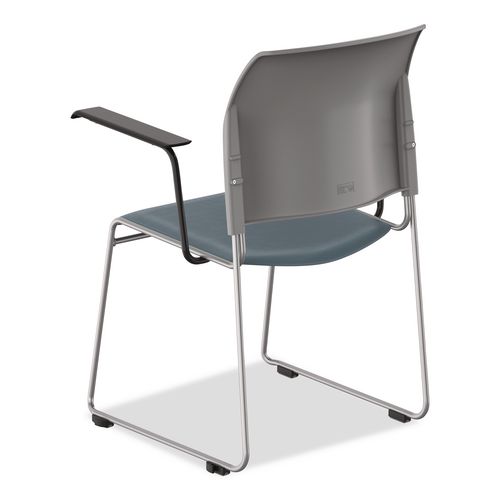 Picture of 8700 Series Cafetorium Chair With Armrests, Supports Up to 500 lbs, 18" Seat Height, Blue Seat, Gray Back, Silver Base, 8/PK