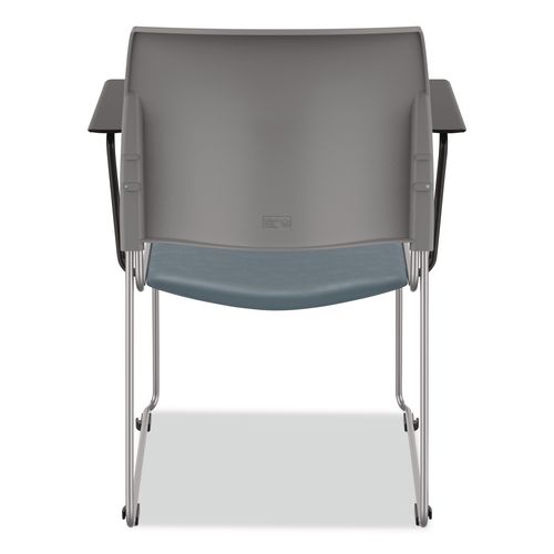 Picture of 8700 Series Cafetorium Chair With Armrests, Supports Up to 500 lbs, 18" Seat Height, Blue Seat, Gray Back, Silver Base, 8/PK