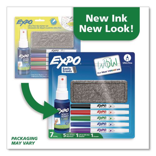 Picture of Low-Odor Dry Erase Marker Starter Set, Extra-Fine Bullet Tip, Assorted Colors, 5/Set