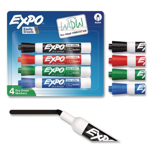 Picture of Low-Odor Dry-Erase Marker, Broad Chisel Tip, Assorted Pastel Colors, 4/Set