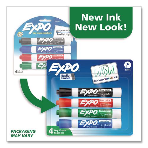 Picture of Low-Odor Dry-Erase Marker, Broad Chisel Tip, Assorted Pastel Colors, 4/Set