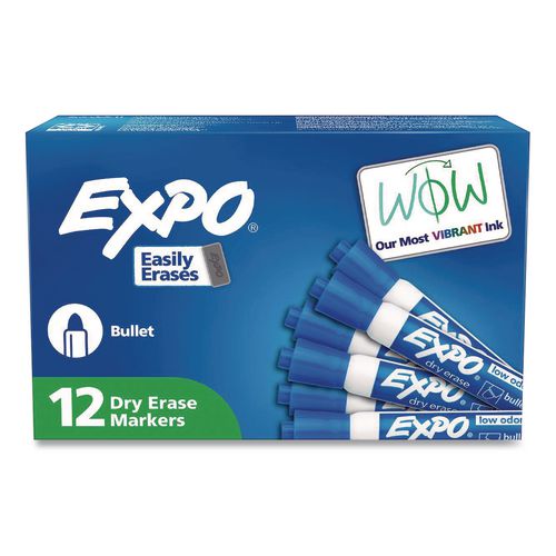 Low-Odor+Dry-Erase+Marker%2C+Medium+Bullet+Tip%2C+Blue%2C+Dozen