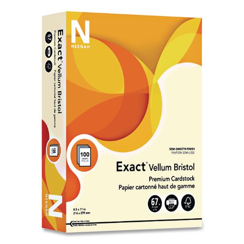 Picture of Exact Vellum Bristol Cover Stock, 67 lb Bristol Weight, 8.5 x 11, Yellow, 100/Pack