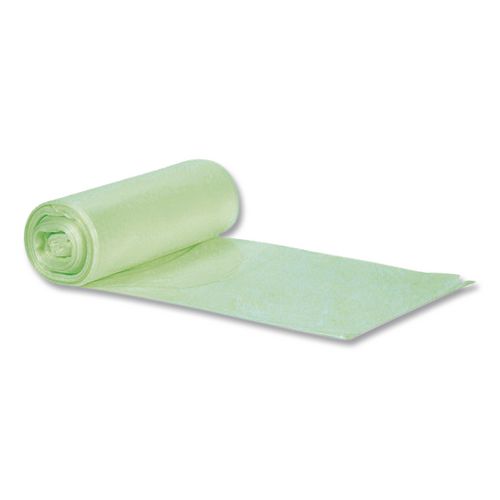 Picture of Biotuf Compostable Can Liners, 32 gal, 1 mil, 34" x 48", Green, 20 Bags/Roll, 5 Rolls/Carton
