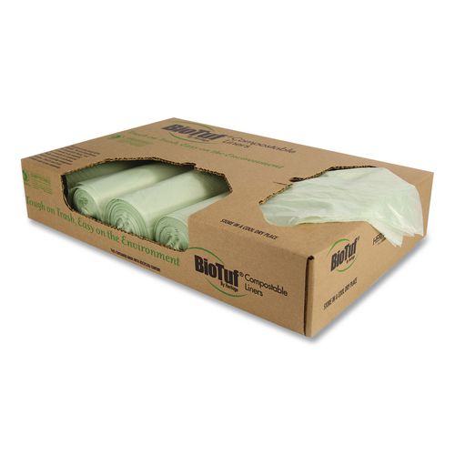 Biotuf+Compostable+Can+Liners%2C+32+gal%2C+1+mil%2C+34%26quot%3B+x+48%26quot%3B%2C+Green%2C+20+Bags%2FRoll%2C+5+Rolls%2FCarton