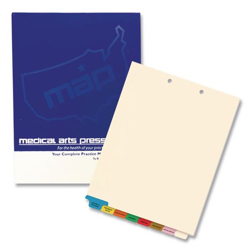 Picture of Top Tab Medical Chart Indexes, 8-Tab, Assorted Medical, 11 x 8.5, Manila, 50/Box
