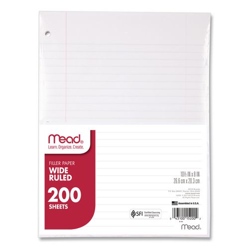 Filler+Paper%2C+3-Hole%2C+8+X+10.5%2C+Wide%2Flegal+Rule%2C+200%2Fpack