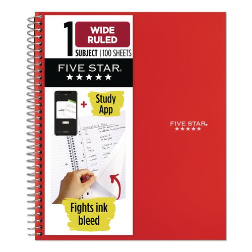 Wirebound+Notebook%2C+1-Subject%2C+Wide%2FLegal+Rule%2C+Red+Cover%2C+%28100%29+10.5+x+8+Sheets
