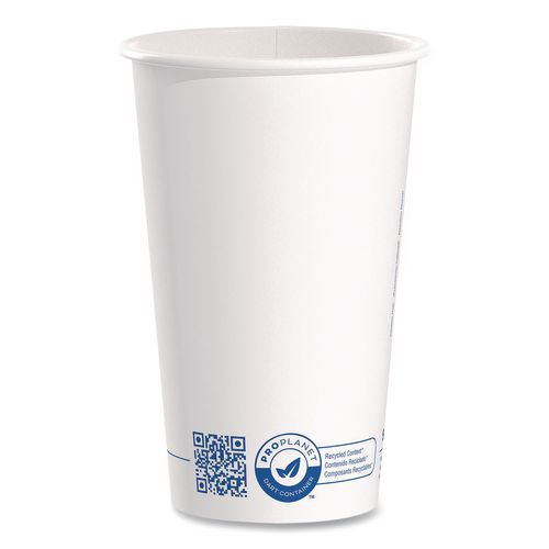 Picture of Recycled Content PCF Paper Hot Cups, ProPlanet Seal, 16 oz, White/Blue, 1,000/Carton