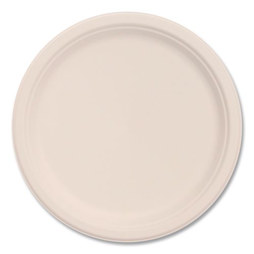 Picture of Compostable Molded Fiber Dinnerware, ProPlanet Seal, Plate, 10.2" dia, Natural, 500/Carton