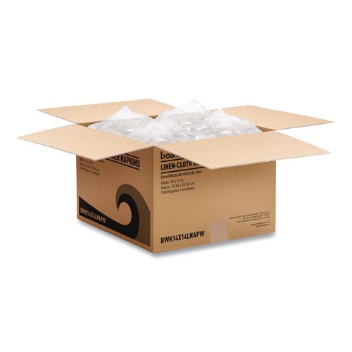 Picture of Linen-Feel Flat Napkins, 1-Ply, 14 x 14, White, 1,000/Carton