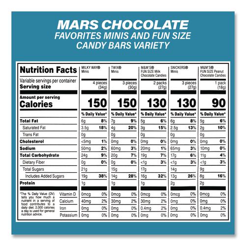 Picture of Assortment Milk Chocolate/Mar's Chocolate Favorites, 30.22 oz Bag and 62.6 oz Bag/Carton