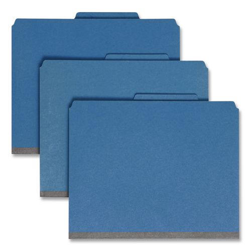 Six-Section+Pressboard+Top+Tab+Classification+Folders%2C+Six+SafeSHIELD+Fasteners%2C+2+Dividers%2C+Letter+Size%2C+Dark+Blue%2C+10%2FBox