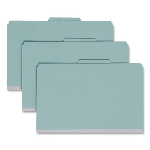 Four-Section+Pressboard+Top+Tab+Classification+Folders%2C+Four+SafeSHIELD+Fasteners%2C+1+Divider%2C+Legal+Size%2C+Blue%2C+10%2FBox