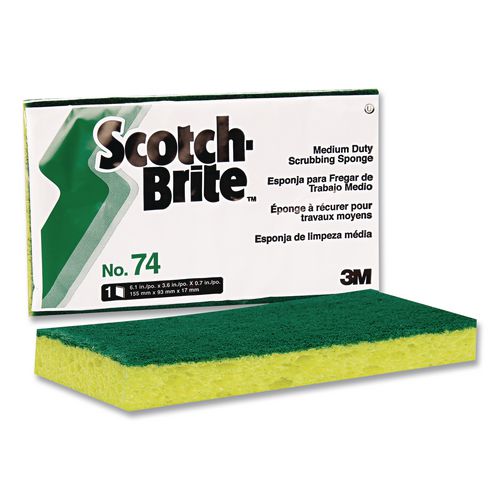 Picture of Medium-Duty Scrubbing Sponge, 3.6 x 6.1, 0.7" Thick, Yellow/Green